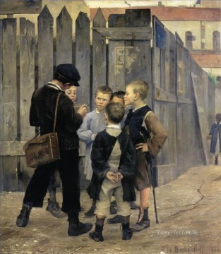 150の主題の芸術作品 Painting - マリー・バシキルツェフ 会議 1884年 子供 子供